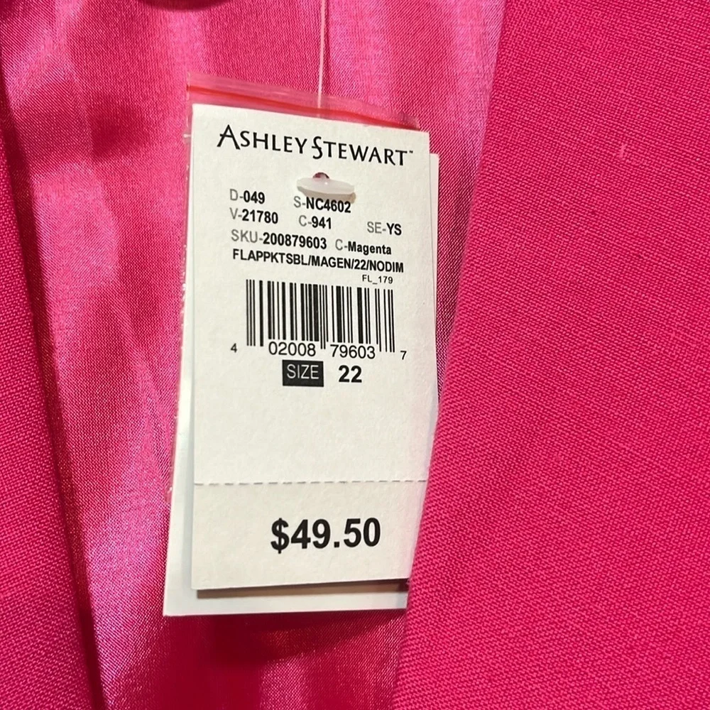 NWT Ashley Stewart Hot Pink Linen Blazer‎ Size 22W